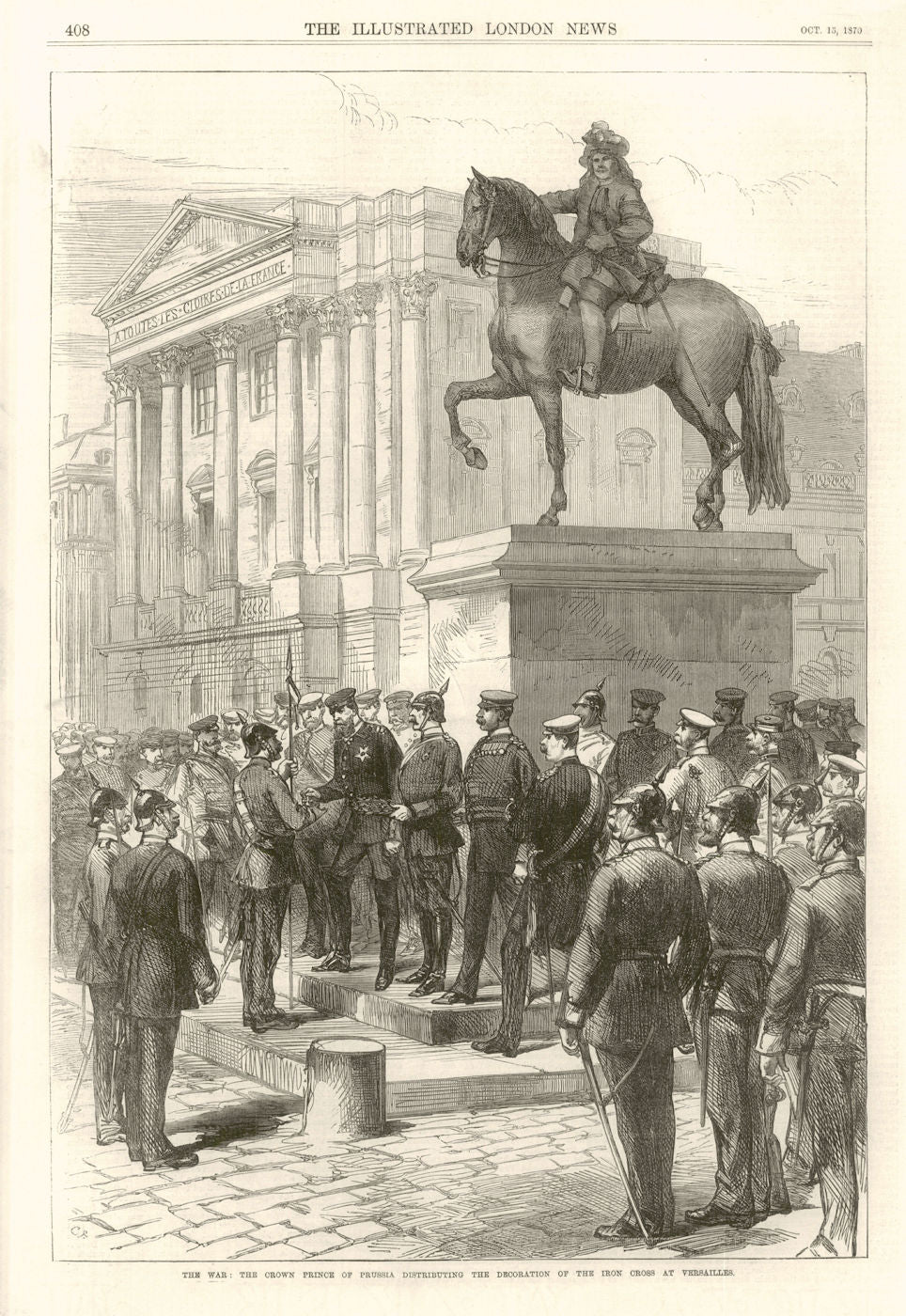 Franco-Prussian War Crown Prince of Prussia awarding Iron Cross Versailles 1870
